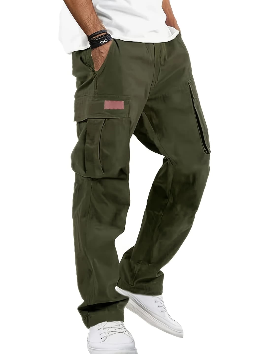 American style high street multi pocket workwear pants for men's new trendy loose straight leg versatile casual long pants - 2