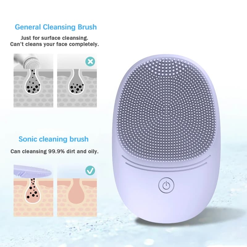 Soft silicone electric facial cleanser, cleansing brush, sonic vibration cleansing brush, deep cleaning - 6