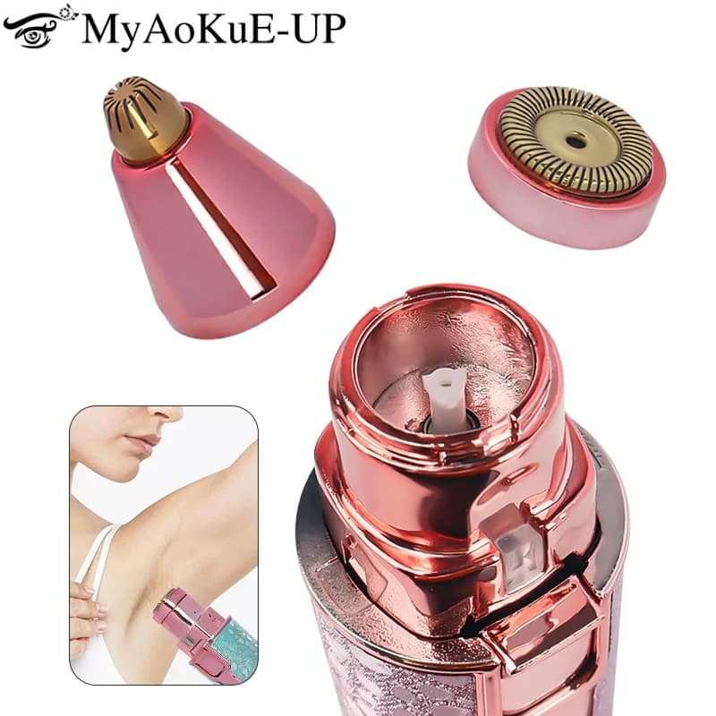 2 In1 Rechargeable Facial Hair Removal and Eyebrow Shaver - Face Lips Body Painless Facial Razor with Built-in LED Light USB - 4