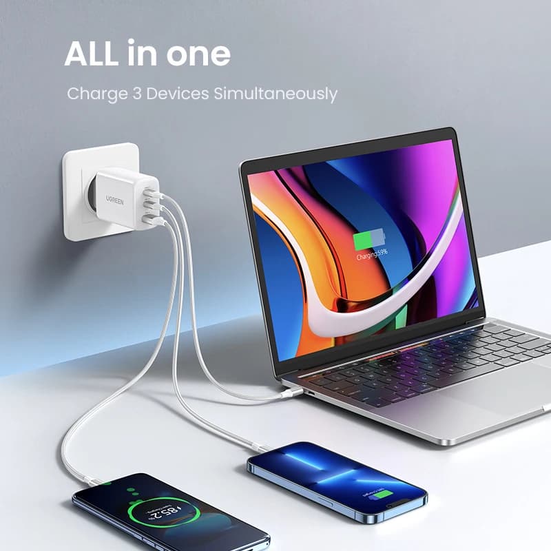 شاحن PD من UGREEN بقوة 65 واط يدعم Quick Charge 4.0 و3.0 وType-C لهواتف آيفون 17 و16 و15 برو ماكس والكمبيوتر المحمول - 3