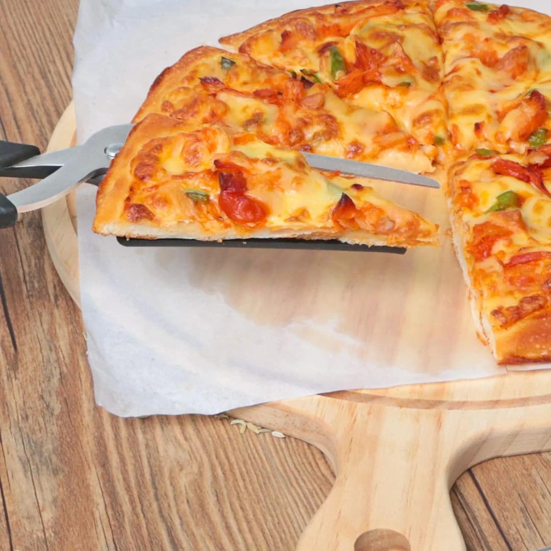 مقص بيتزا احترافي شفرة قابلة للفصل حادة من الفولاذ المقاوم للصدأ مقص قاطع بيتزا أدوات تقطيع سهلة ملعقة بيتزا - 2