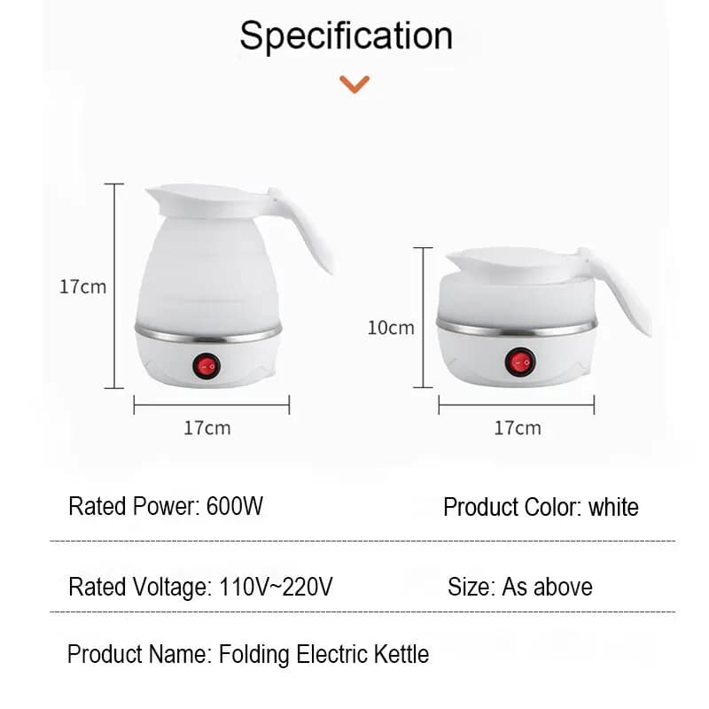 Foldable And Portable Teapot Water Heater 600ML Household Travel Electric Water Kettle 220V Kitchen Appliances Water Boiling Pot - 6