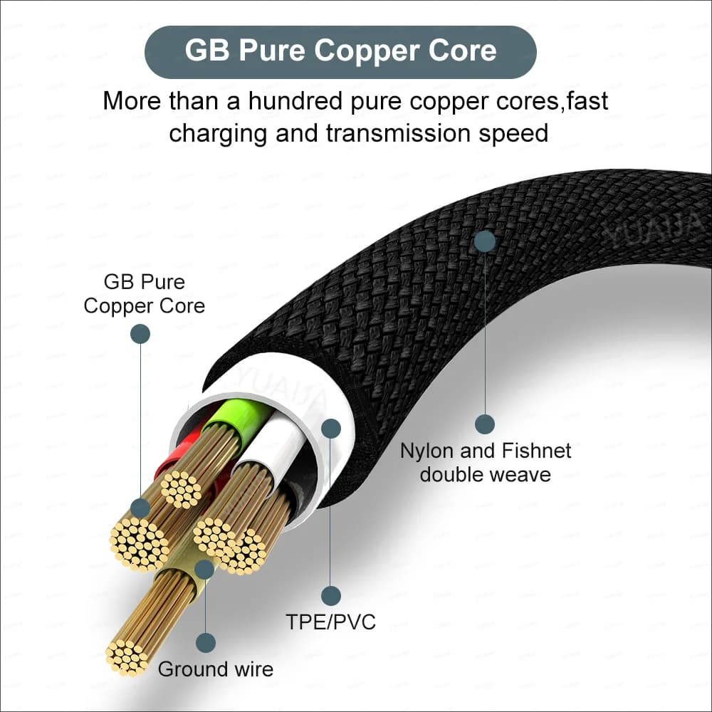 كابل شحن سريع USB TYPE C Android Micro USB Line USB إلى LIGHTNING كابل شحن ممتد لهاتف iPhone 14 Xiaomi OnePlus Samsung - 4