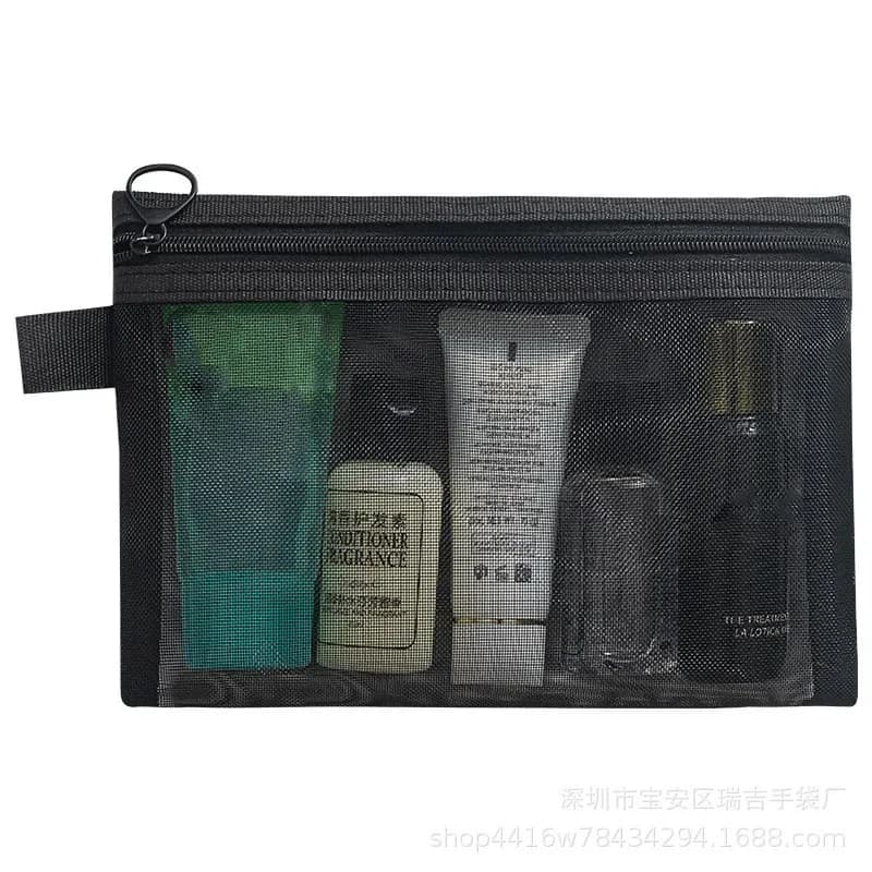 Women Mesh Cosmetic Bag Travel Storage Makeup Bag Organizer Female Make Up Pouch Zipper Clear Small Large Toiletry Beauty Case - 4