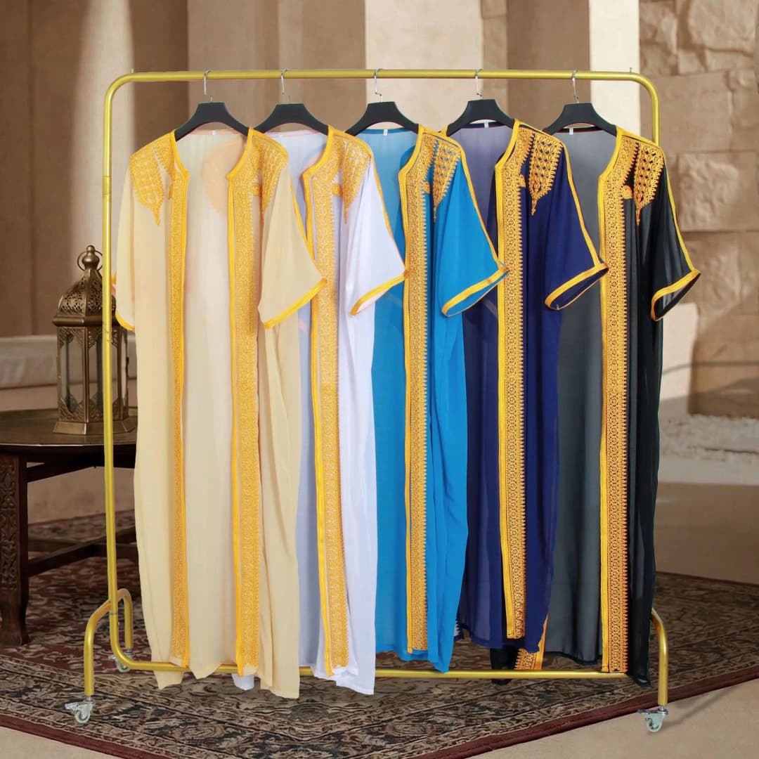 Eid Ramadan Islamic Clothing Men Kaftan Moroccan Kebaya Open Muslim Kimono Turkey Abaya East National Costume For Prayer Clothes - 2