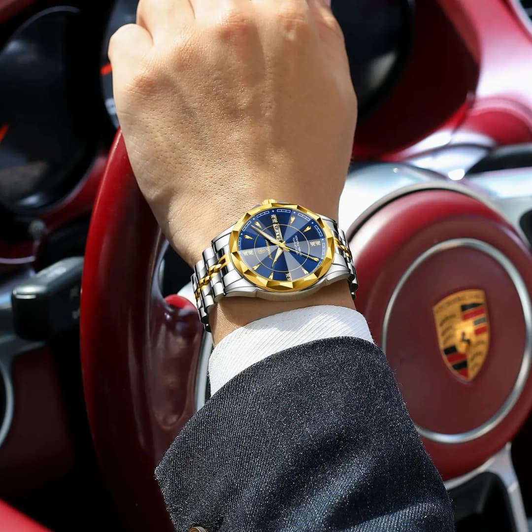 ساعة POEDAGAR فاخرة موضة رجالي أعمال مقاومة للماء مضيئة تاريخ أسبوع ساعات رجالي كوارتز ستانلس ستيل ساعة يد رجالي - 6