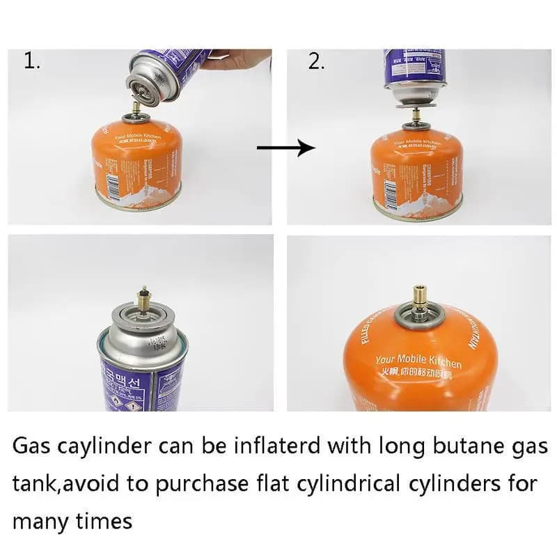 KIQUNE محول تعبئة غاز محمول للخارج، اسطوانة غاز، خزان غاز، موقد غاز، اكسسوارات تخييم، منفاخ علبة بيوتان - 4