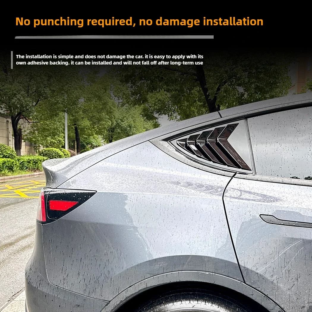 2PCS Side Window Louver Cover Sport Style For Tesla Model 3 Y Juniper Highland 2025-2020 2026 Rear Window Spoiler Shutter Cover - 4