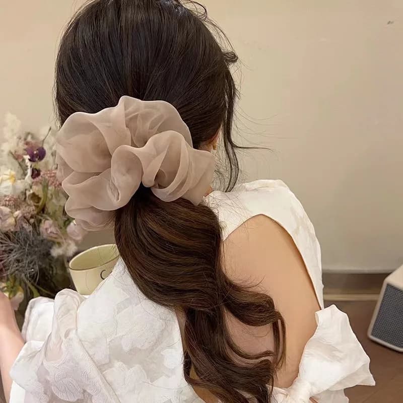 الصيف المتضخم شبكة الشعر التعادل الحلو الرياح الشيفون كبير رئيس 2024 كرات جديدة الشعر الدائري للفتيات إكسسوارات الشعر - 2