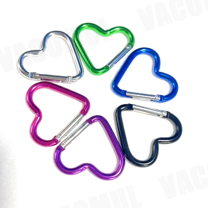 على شكل قلب حلقة تسلق من الألومنيوم المفاتيح كليب أدوات في الهواء الطلق زجاجة ماء كيرينغ هوك تسلق التخييم طقم السفر هوك ملحق - 5