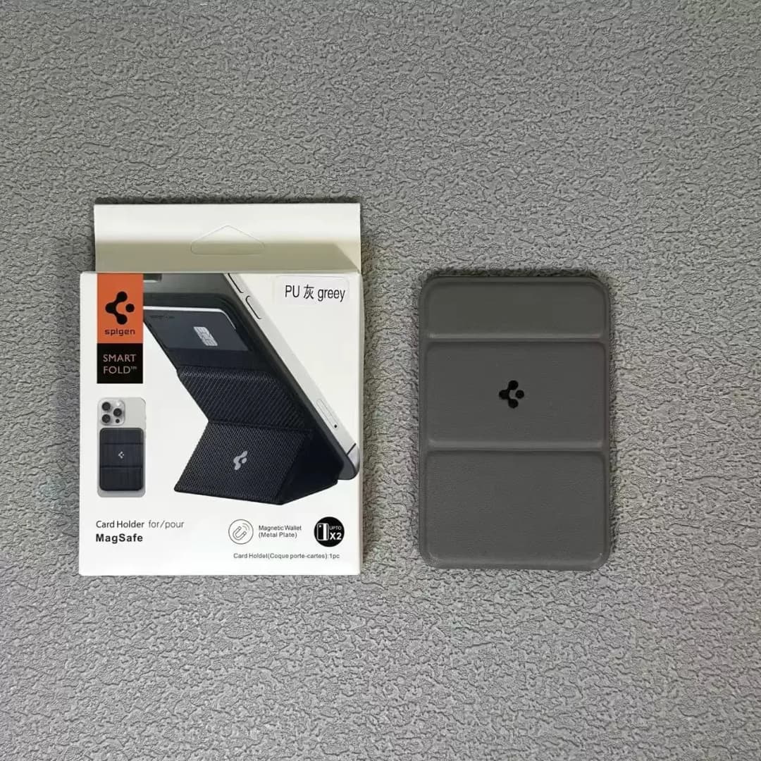 Original Spigen Leather Fold Magnetic Matte Wallet Card Holder For Magsafe Card Bracket For iPhone 17 16 15 14 13 Pro Max Air - 5