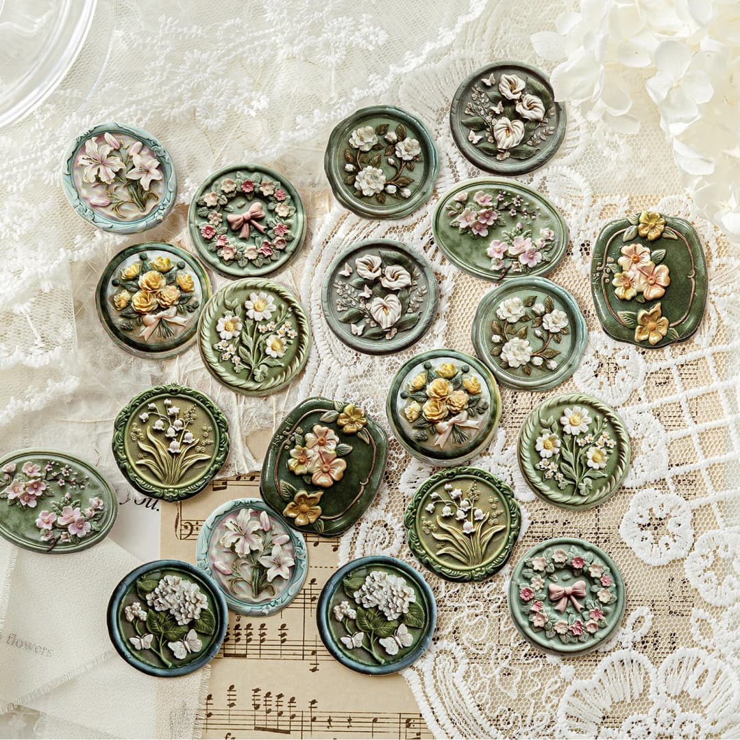 20 قطعة/الحزمة ورنيش الشمع الإغاثة ملصقات المواد الورقية DIY بها بنفسك سكرابوكينغ المواد الكولاج غير المرغوب فيه مجلة ديكور ملصق