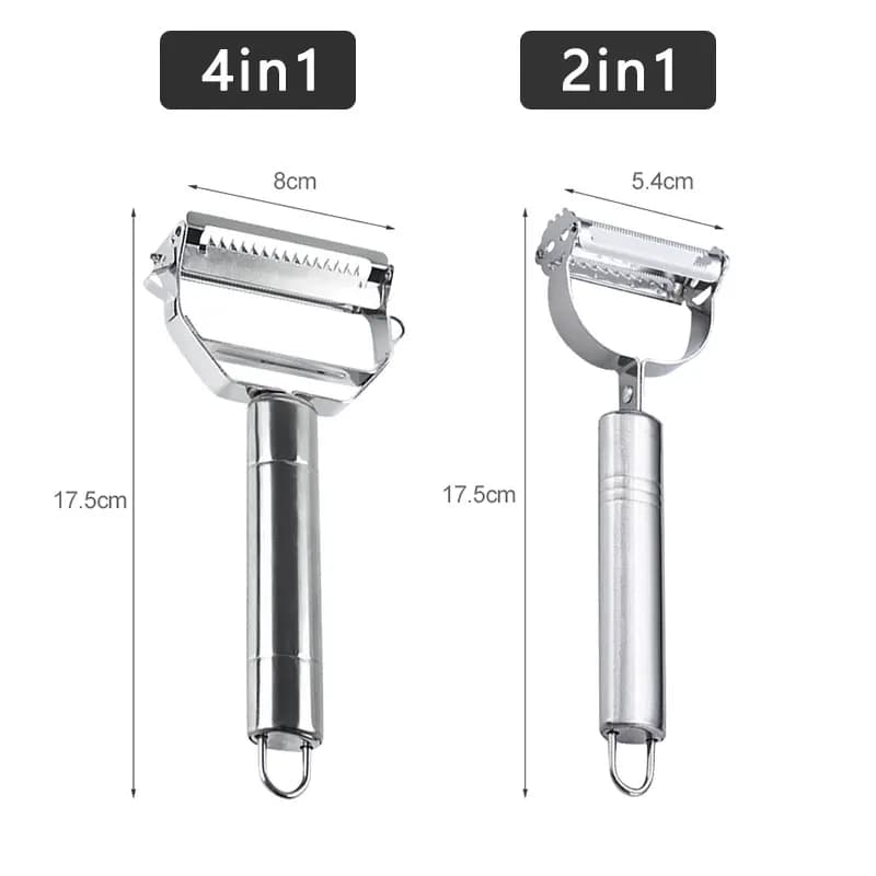 4in1 Vegetable Peeler Stainless Steel Melon Planer Multiple-Function Double-Head Peeler Household Kitchen Cucumber Slicer Tool - 6