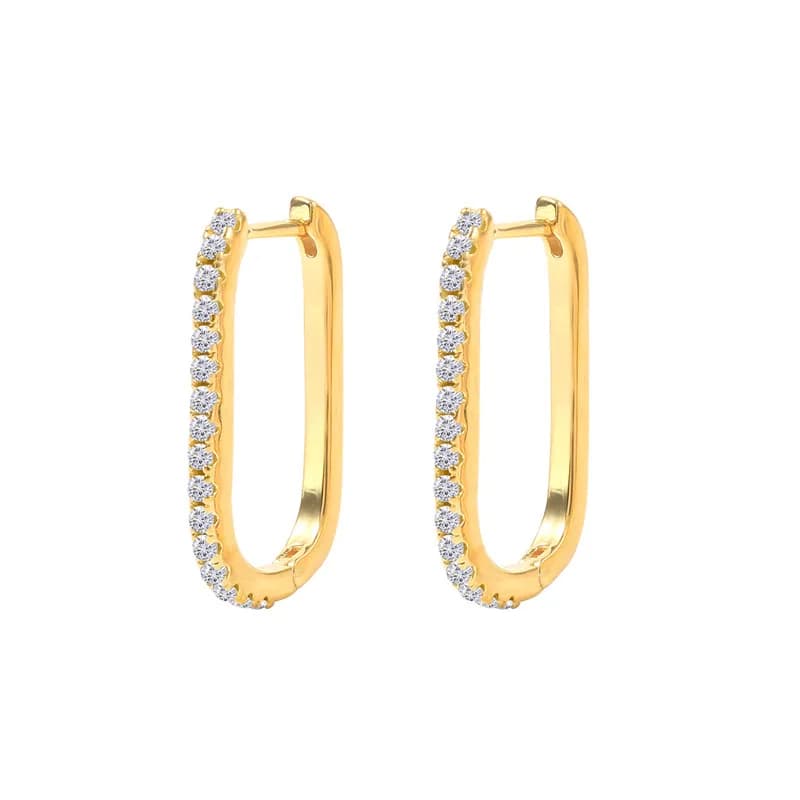 2PCS Stainless Steel Square Huggie Hoop Earrings for Women Simple Cubic Zirconia U-shape Earings Piercing Jewelry Pendientes - 6
