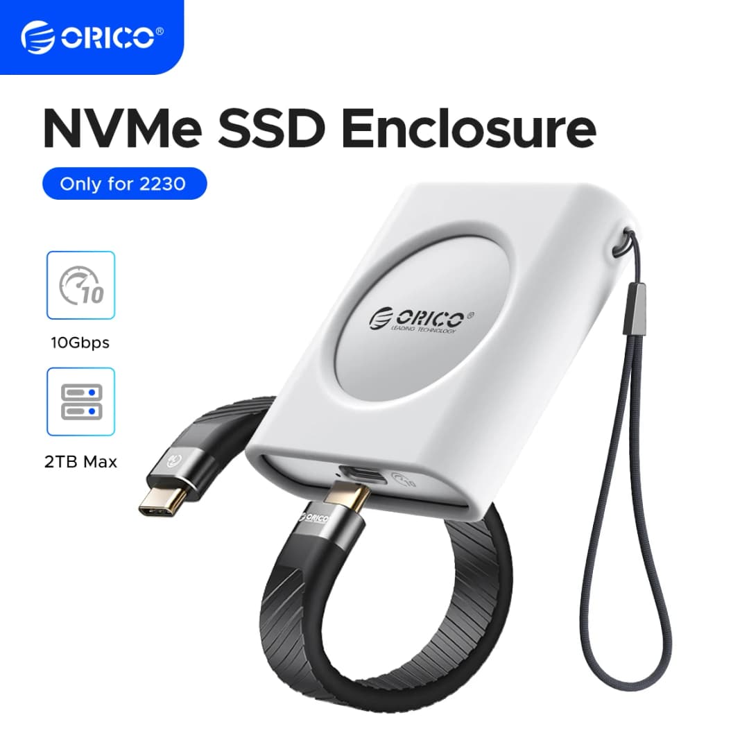 علبة ORICO M.2 2230 NVMe SSD، USB C 3.2 Gen 2 Type-C بسرعة 10 جيجابت في الثانية، محول NVMe PCI-E، علبة خارجية من الألومنيوم متوافقة مع iPhone15/16 Pro وiPad