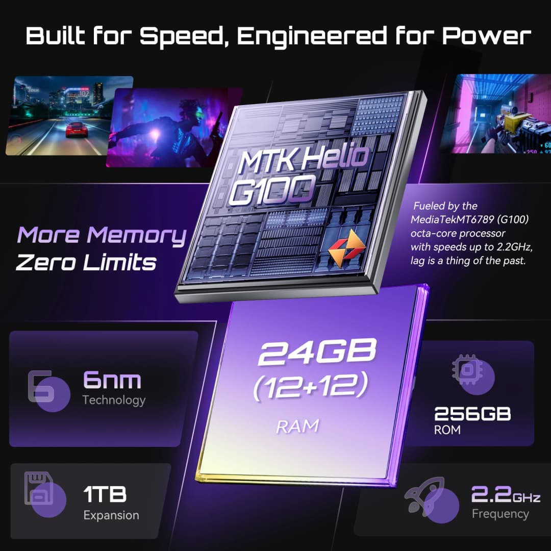 هاتف كوبوت P90 الذكي بنظام أندرويد 15، شاشة 6.88 بوصة بمعدل تحديث 120 هرتز، 24 جيجابايت رام + 256 جيجابايت روم، معالج G100 ثماني النواة، 2.2 جيجا هرتز، كاميرا 64 ميجابكسل، بطارية 5100 مللي أمبير، NFC، هاتف 4G - 2