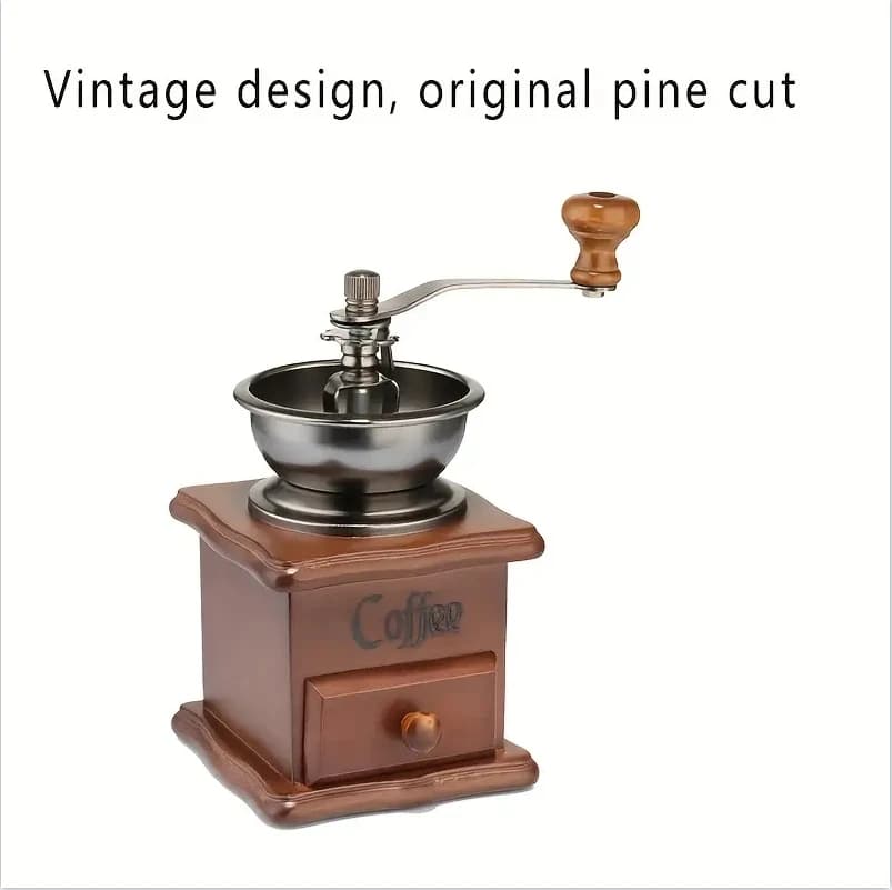 مطحنة قهوة يدوية كلاسيكية بأسلوب عتيق مطحنة قهوة يدوية بذراع دوران يدوي من الخشب - 5
