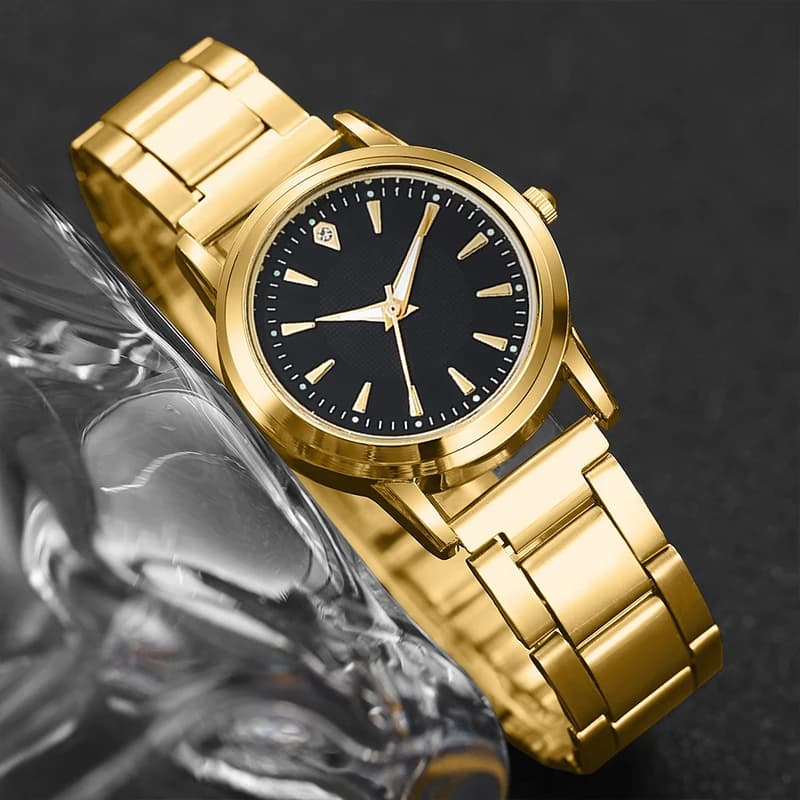 2PCS Fashion Couple Watches Luxury Men Women Simple Steel Band Quartz Watches Reloj Mujer（Without Box） - 5