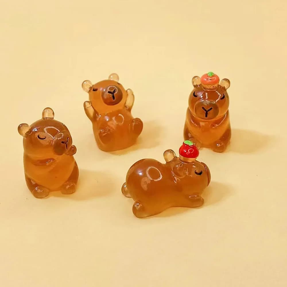 10/20pcs Luminous Capybara Mini Resin Animals Figurines,Glow At Night Outdoor Craft Decor for Miniature DIY Garden Accessories - 4
