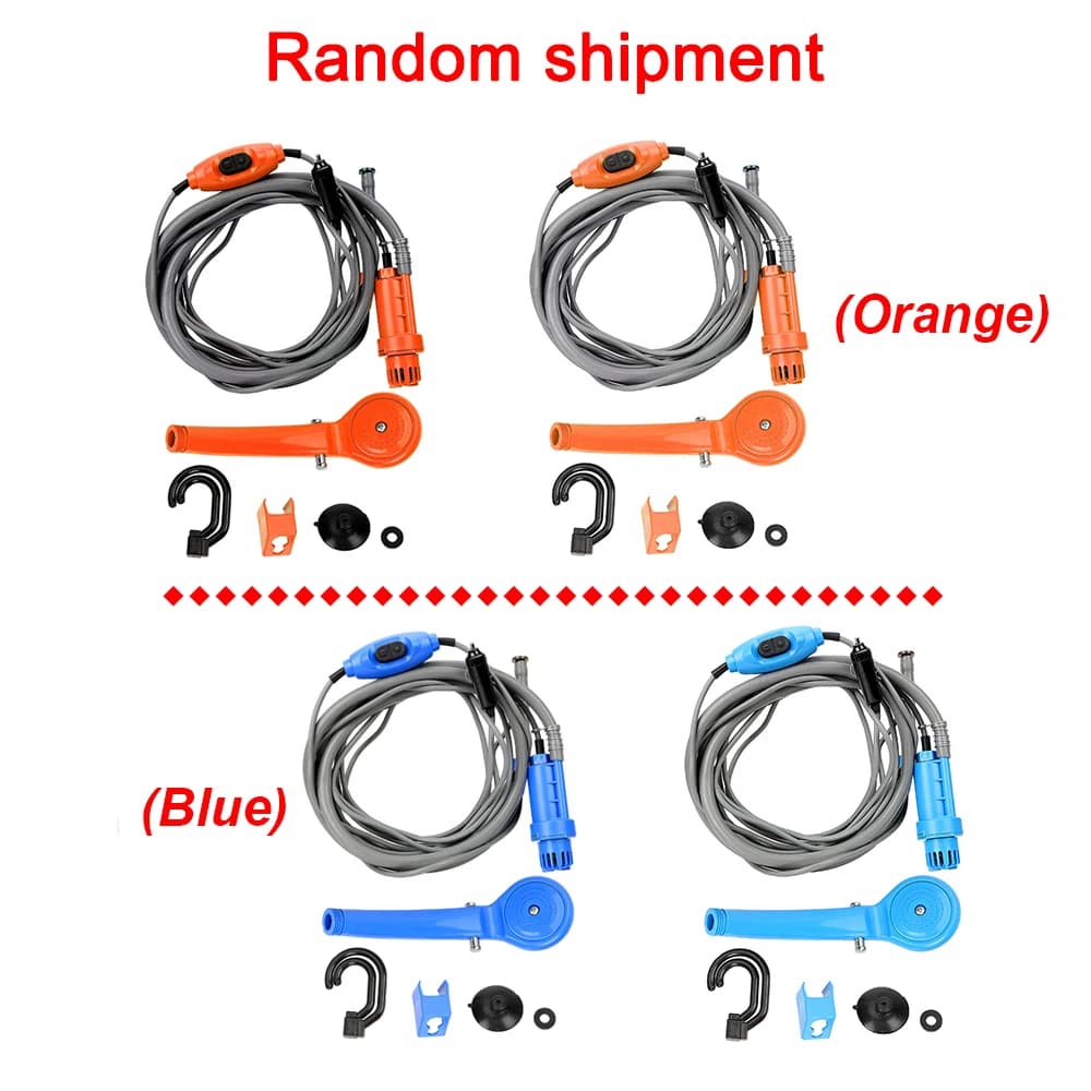 12V RV Caravan Shower With Pipe Pump Cigar Lighter Power Adapter Car Washer Outdoor Camping Travel Washing Nozzles Universal - 2