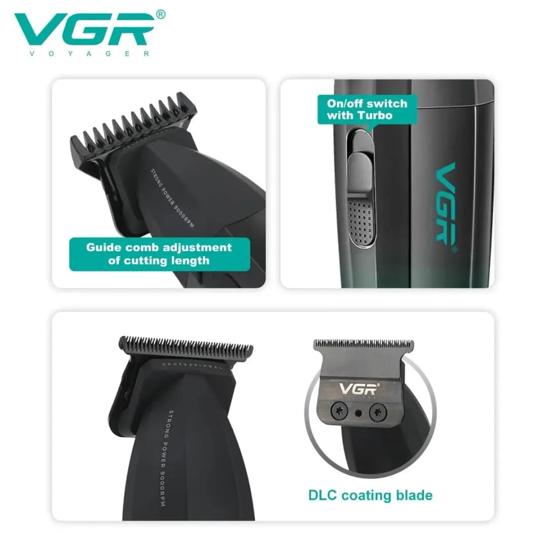 VGR Hair Clipper Cordless Hair Trimmer Professional Hair Cutting Machine Electric 9000 Rpm Haircut Clipper for Men V-003 V-906 - 5