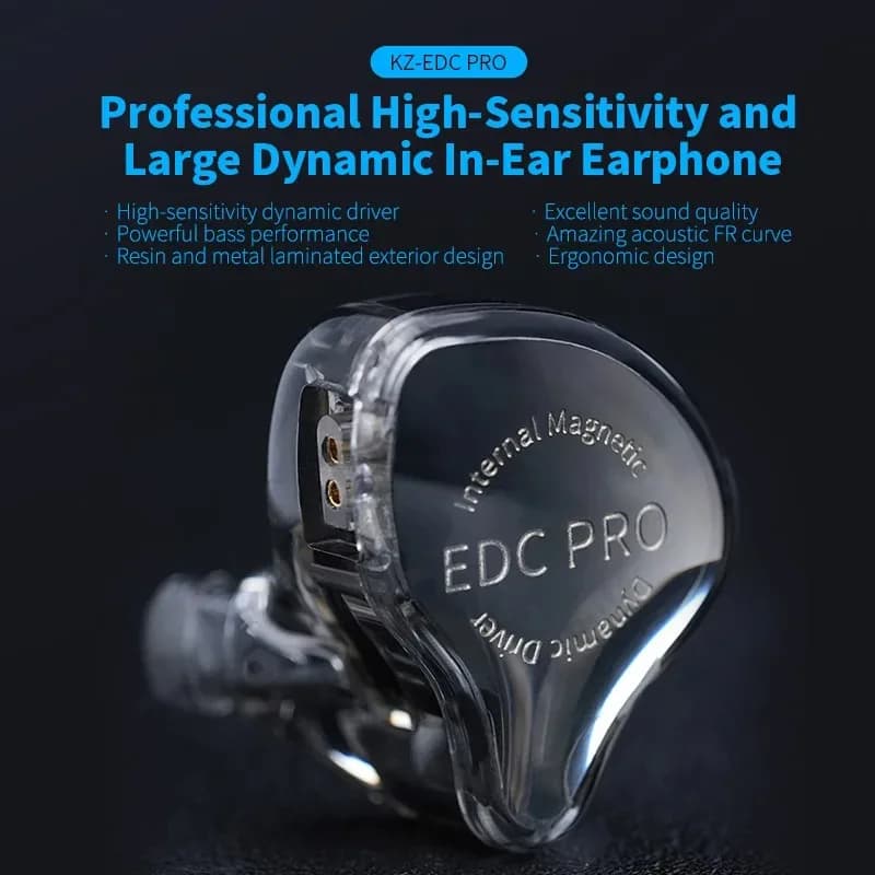 سماعة رأس جديدة من KZ EDC Pro، سماعة أذن ديناميكية داخل الأذن، سماعة رأس سلكية HIFI، سماعات أذن باس ستيريو لألعاب الموسيقى، سماعات أذن رياضية لتقليل الضوضاء - 2