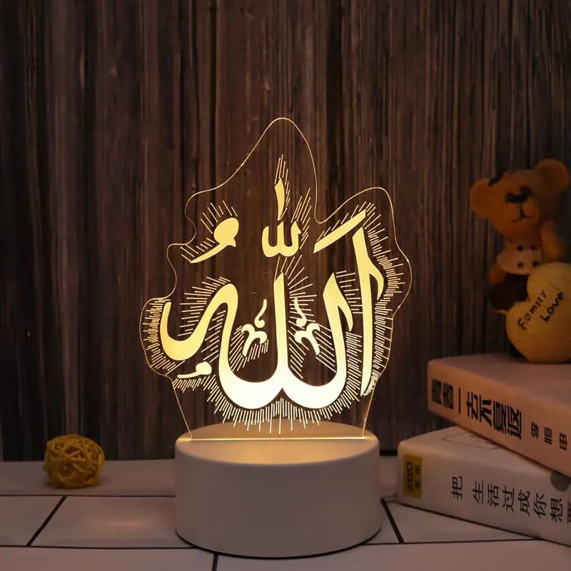 إضاءة ليلية ثلاثية الأبعاد تعمل بالـ USB عيد مبارك 2026 زينة طاولة لحفلات العيد ديكور منزلي إسلامي لرمضان - 6