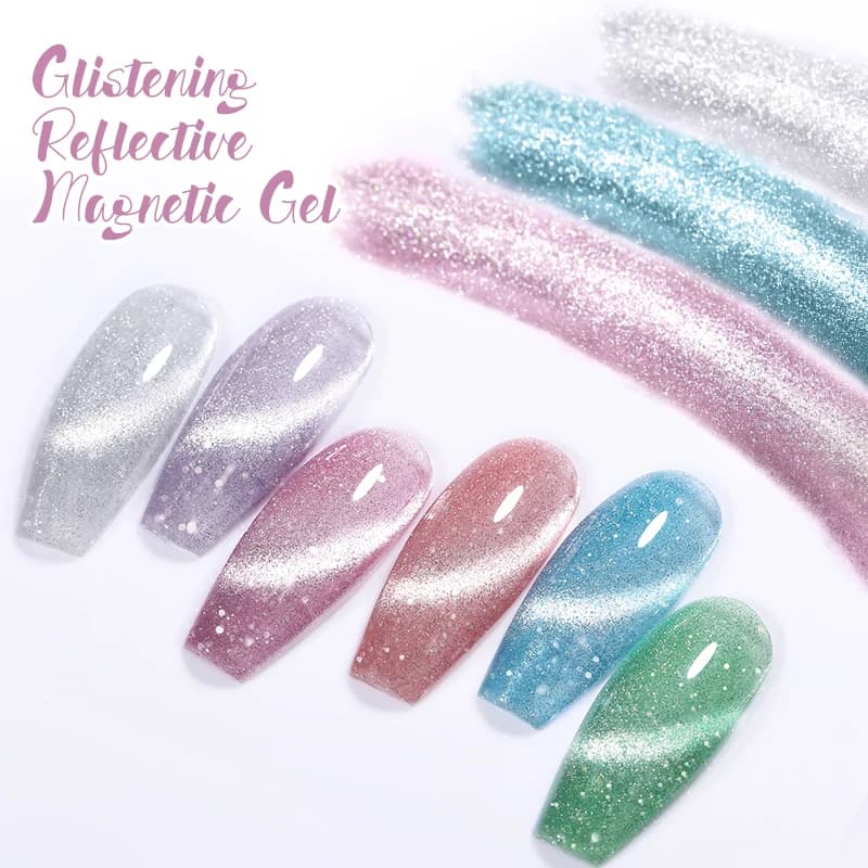 UR SUGAR 7.5ml Reflective Cat Magnertic Gel Nail Polish Laser Glitter Silver Semi Permanent Soak Off UV Nail Art Design Manicure - 5