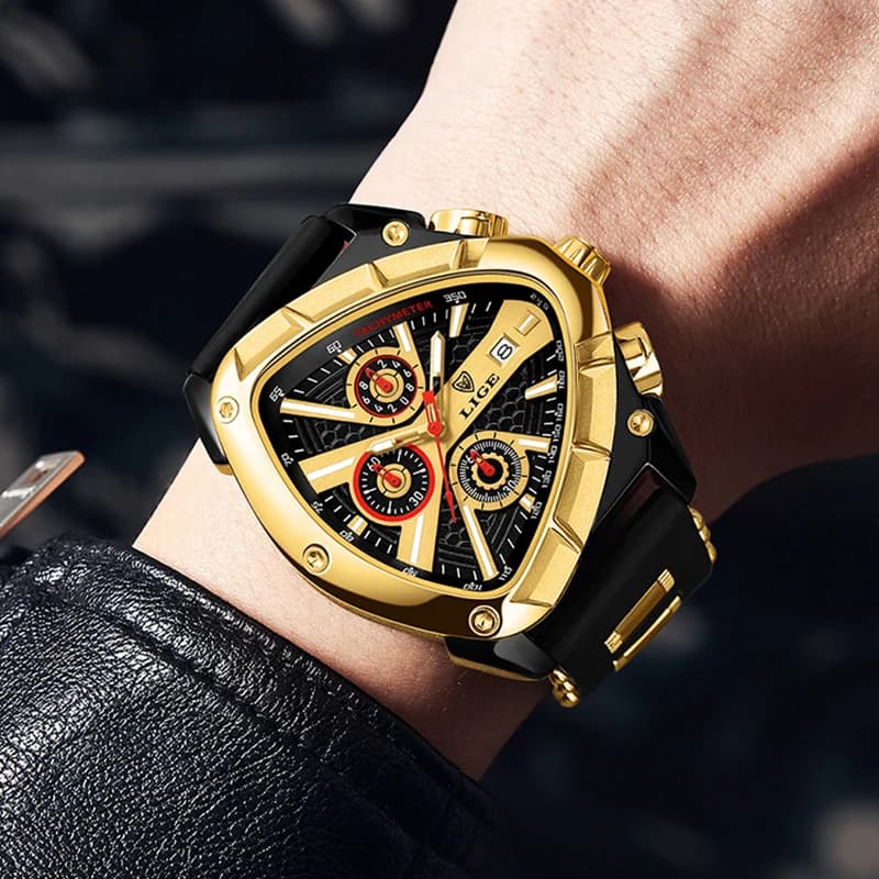 ساعة LIGE الجديدة المضادة للماء للرجال ساعة رياضية عسكرية رجالية ماركة فاخرة موضة ساعة كرونوغراف كوارتز من السيليكون - 5