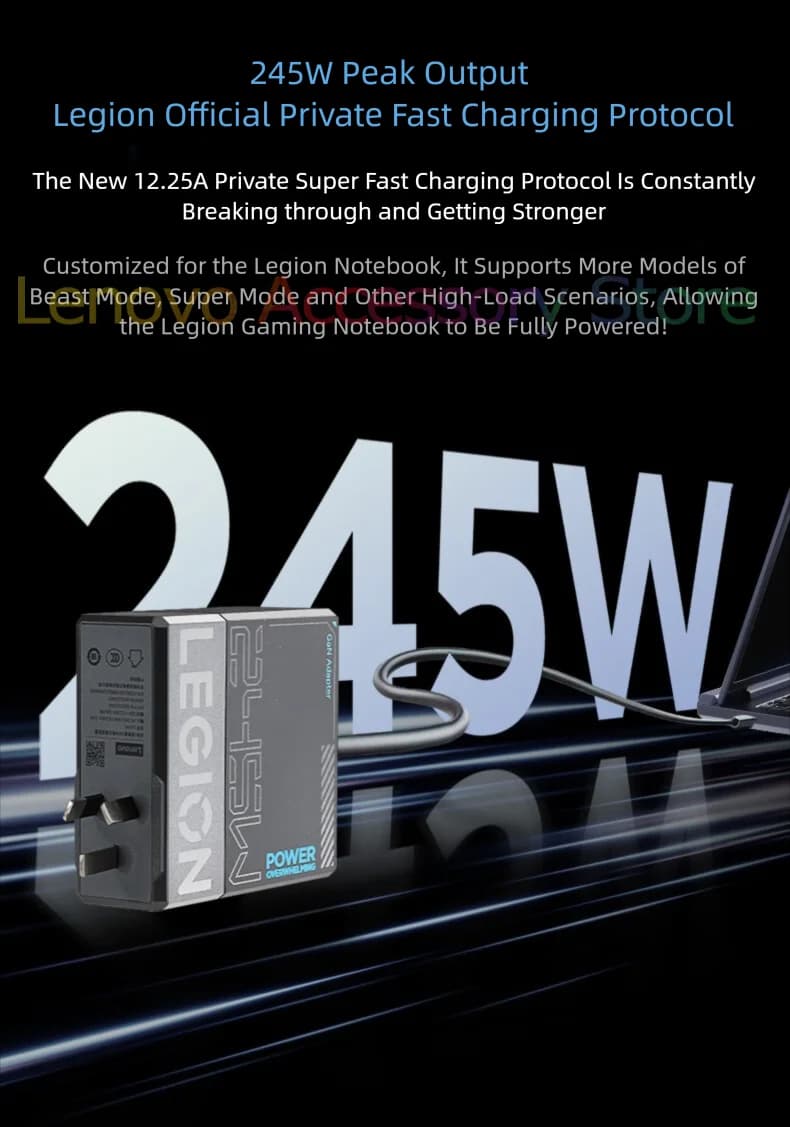 Lenovo New Legion 245W GaN  Adapter Fast Charging Official Power Adapter for Legion Laptops Notebooks Slim square E-Sports - 3