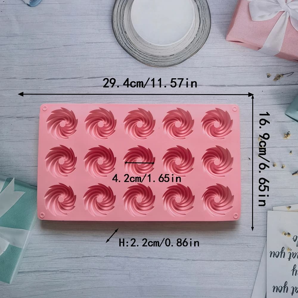 قالب كعك من السيليكون على شكل لولبي 15 فتحة قوالب حلوى موس شوكولاتة دونات مخبوزات - 2