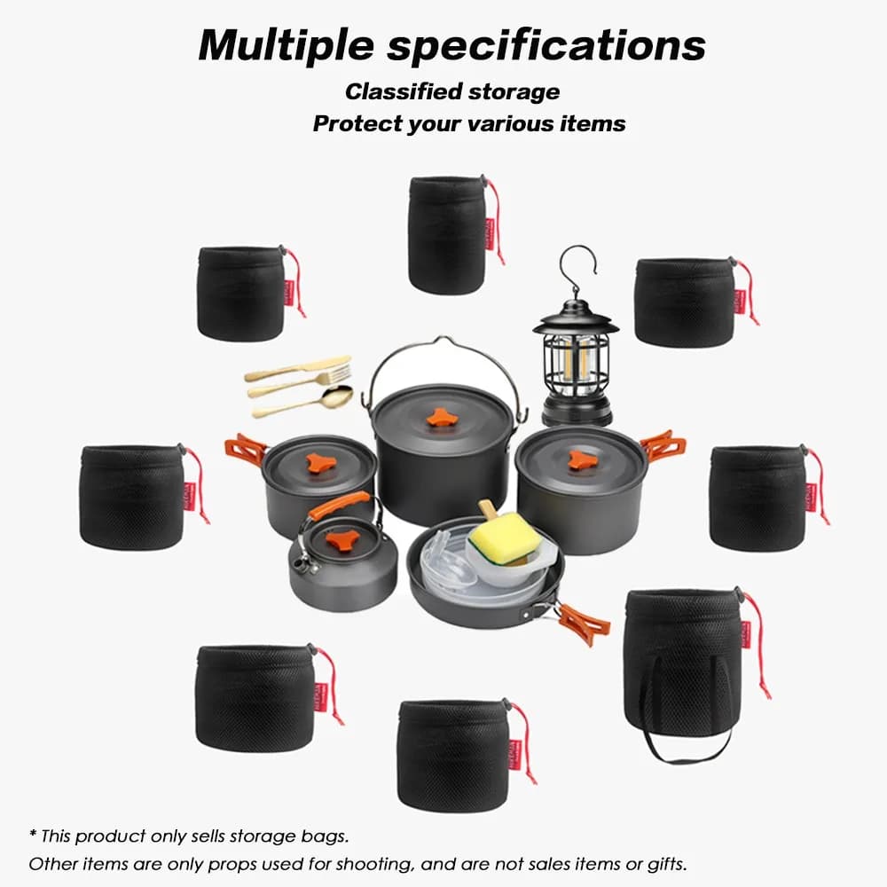 مجموعة حقائب أدوات مائدة من قماش شبكي خفيف الوزن، حقيبة تخزين أواني، حقيبة يد بفتحة سحّاب قابلة للتنفس - 4