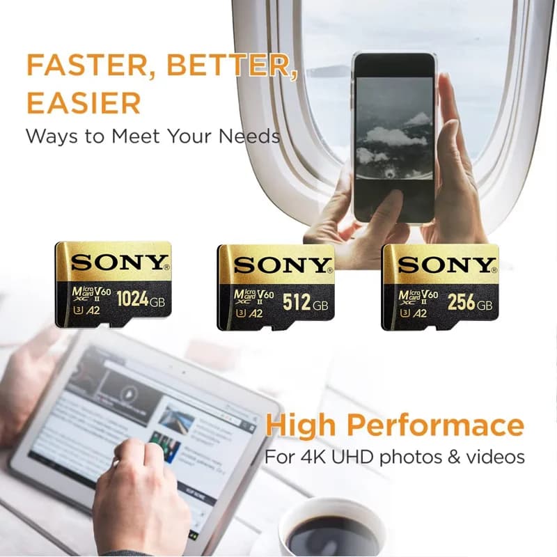 بطاقة ذاكرة سوني عالية السرعة 1 تيرا بايت، مايكرو إس دي 128 جيجابايت، 256 جيجابايت، 512 جيجابايت، فئة 10 V30، متوافقة مع نينتندو سويتش - 3