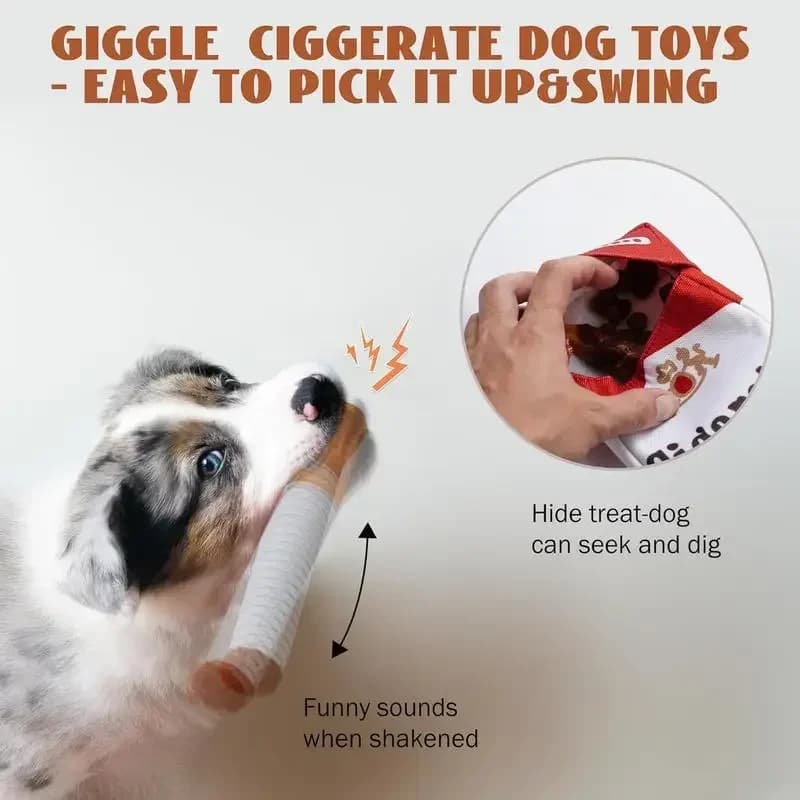 Creative Cigarette Interactive Fun Plush Chewable Cigarette Case Good Gift Grinding Teeth Squeak Dog Accessories For Dogs Toys - 4