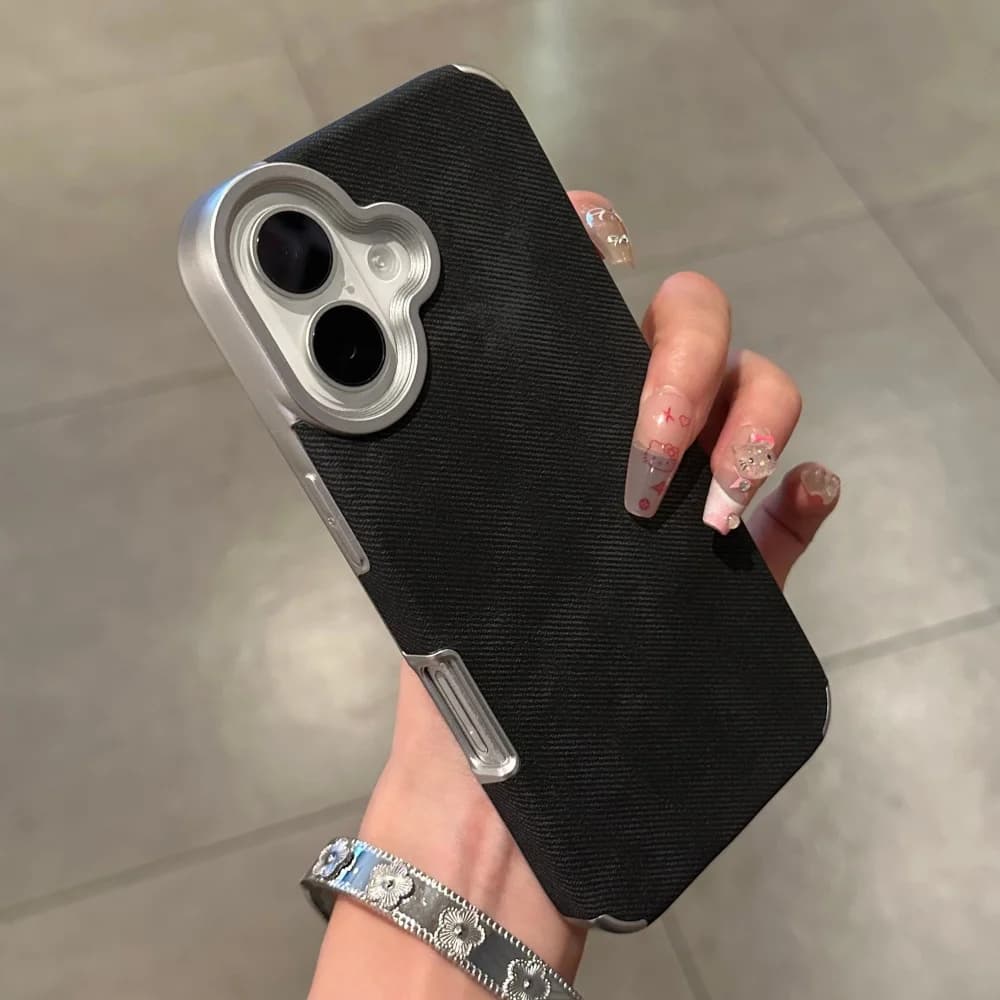 غطاء فاخر من قماش الجينز ناعم مطلي لهاتف آيفون 17 إير 16 15 14 بلس 13 12 11 برو ماكس واقي صدمات غطاء قماشي من العلامة التجارية - 6