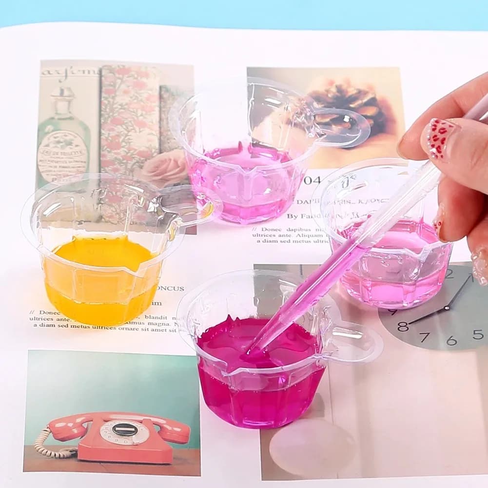 الراتنج خلط أدوات الصب عدة 10 أكواب خلط 10 أكواب قياس 10 العصي الخشبية 10 قطارات DIY بها بنفسك الحرفية صنع المجوهرات - 5