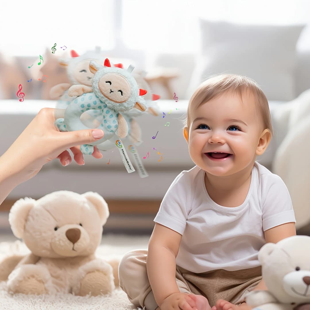 لعبة راتل للأطفال 0-12 شهر، لعبة حسية متعددة الألوان، لعبة إمساك على شكل حيوان مع صوت BB، تطوير تعليمي مبكر - 5