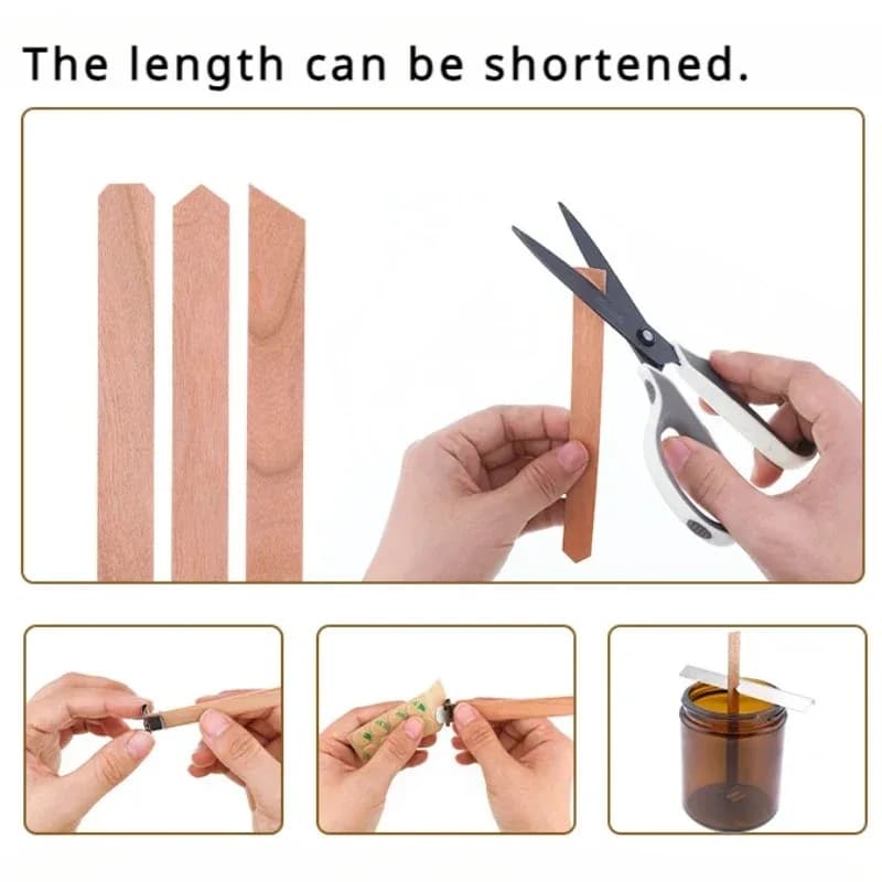 20 قطعة الشموع الخشبية الفتيل لتقوم بها بنفسك مجموعة صنع الشموع التي لا دخاني شمعة الأساسية مع قاعدة مشبك شمعة يدوية الصنع الخشب الأساسية Candlewick - 3