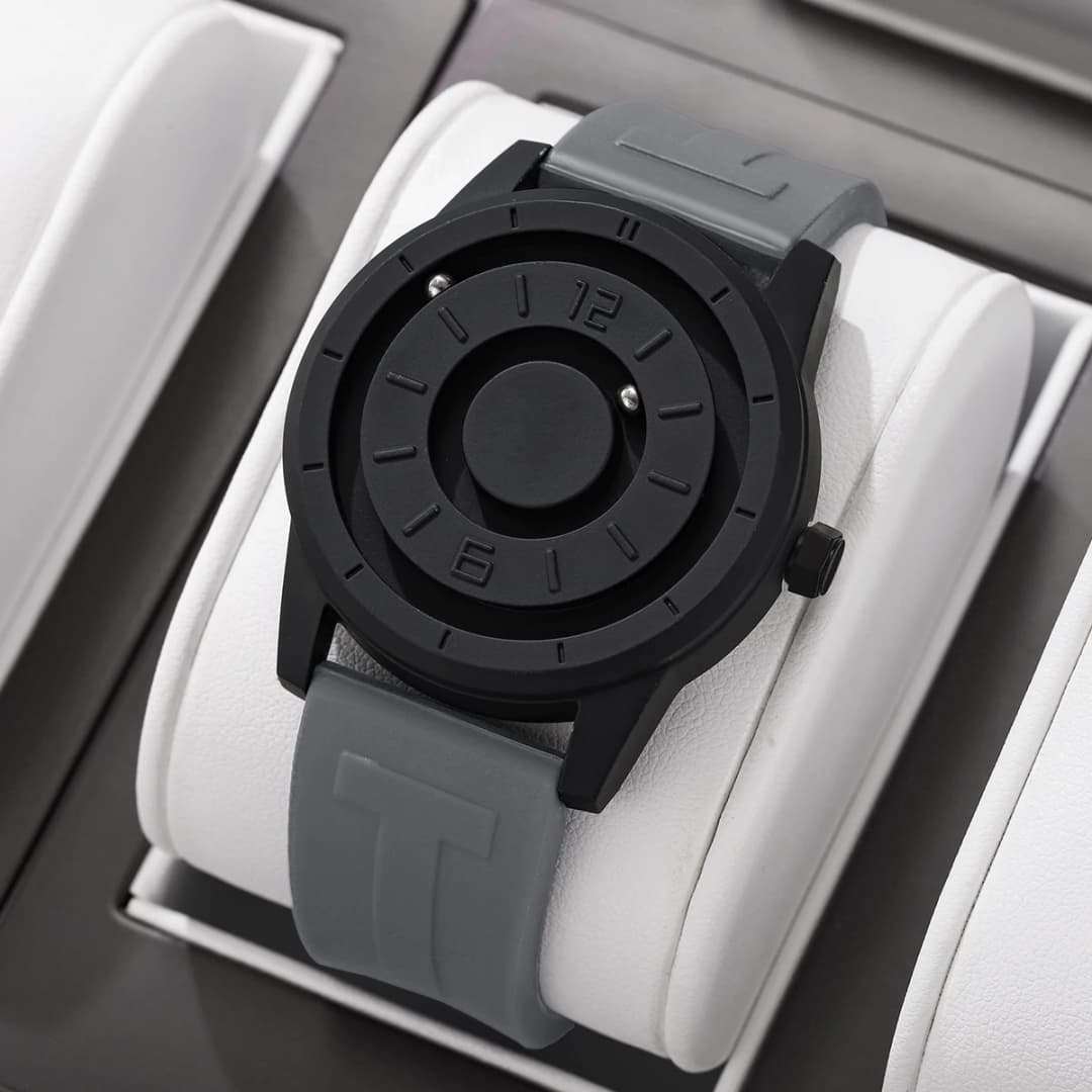 ساعة يد كوارتز للرجال بتعليق مغناطيسي، حزام سيليكون، ريلوج هومبر (بدون علبة)