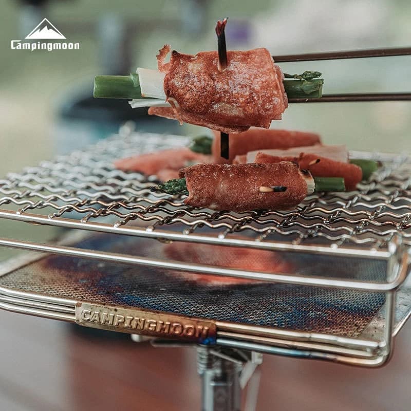 CAMPINGMOON Outdoor Camping 304 Stainless Steel Folding Toast Grill Net Uniform Baking Card style Gas Stove Grill Net - 5