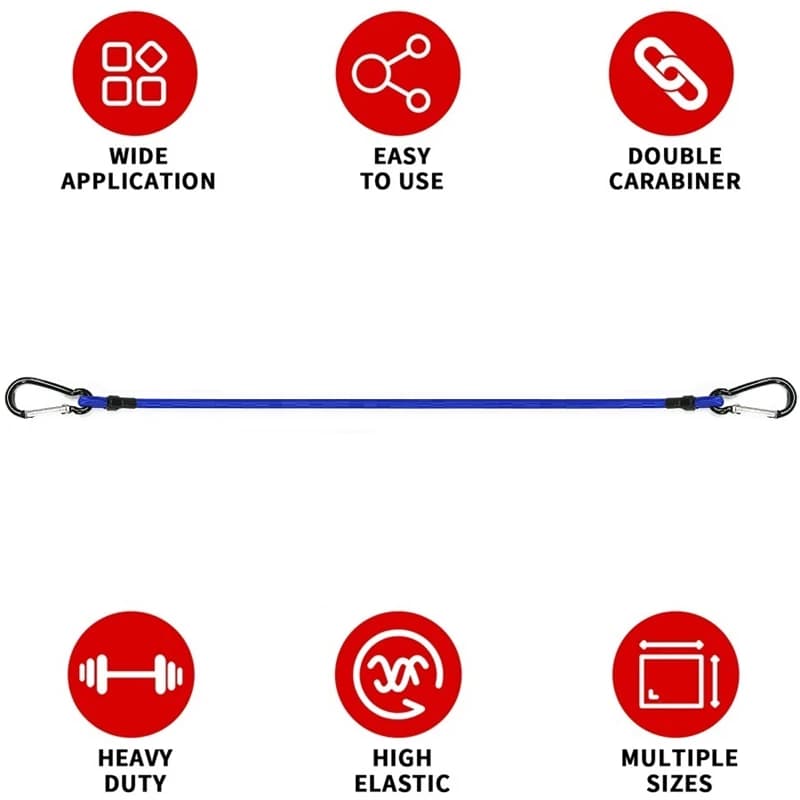 حبل مرن عملي 8 ملم مع خطافات - حزام أمتعة وإكسسوارات للتخييم والمشي - 4