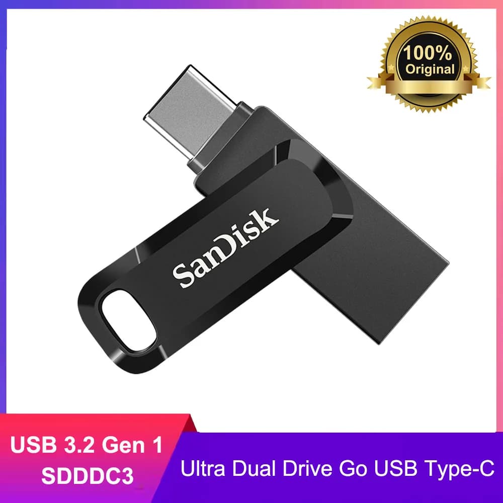 SanDisk Ultra Dual Drive Go USB Type-C USB 3.2 بسعة 64 جيجابايت و128 جيجابايت و256 جيجابايت و512 جيجابايت و1 تيرابايت، فلاش درايف، فلاش ديسك بسرعة تصل إلى 400 ميجابايت/ثانية