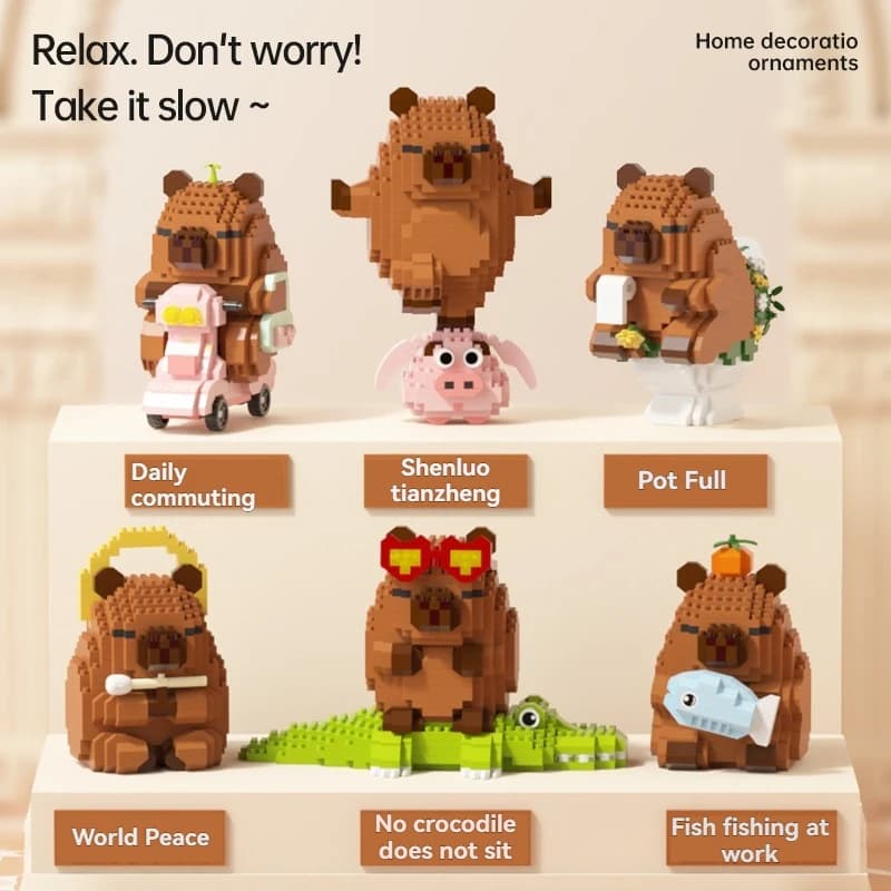 NEW Creative"Capybara Building Blocks Set-Cute Water Guinea Pig DIY Model | Fun STEM Toy for Kids & Adults",ideal birthday gifts - 6