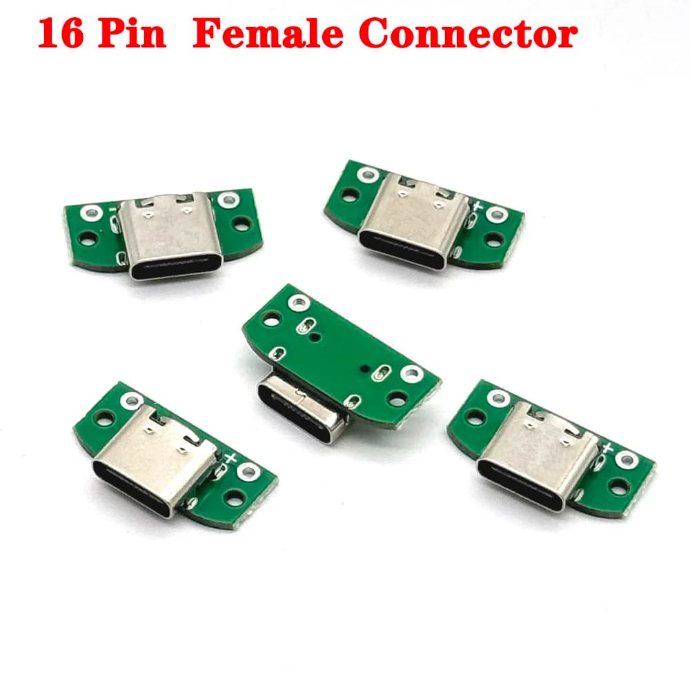 موصلات أنثى USB 3.1 type c جاك ذيل 16pin قابس ذكر USB طرفيات كهربائية لحام كابل بيانات DIY يدعم لوحة PCB