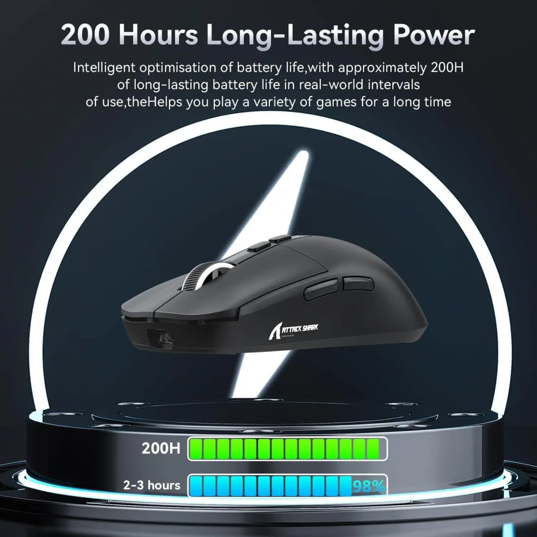 Original ATTACK SHARK X6 Lightweight Wireless Gaming Mouse with RGB Backlight Charging Base,Tri-Mode Wired/2.4GHz/BT5.2, PC/Mac - 2