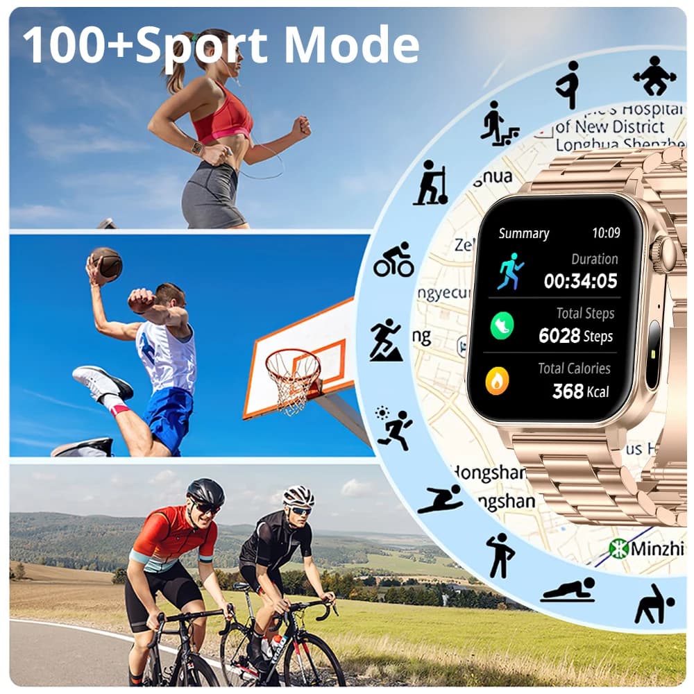 ساعة كولمي بي 80 الذكية للرجال والنساء مع منفذ تايب سي، مدير صحي، مكالمات بلوتوث، مقاومة للماء بمعيار آي بي 67، كشاف ضوئي، متوافقة مع هواتف شاومي وآي أو إس - 6