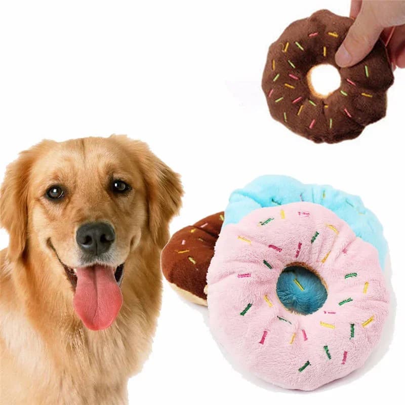 Soft Dog Donuts Plush Pet Dog Toys For Dogs Chew Toy Cute Puppy Squeaker Sound Toys Funny Puppy Small Medium Dog Interactive Toy - 2