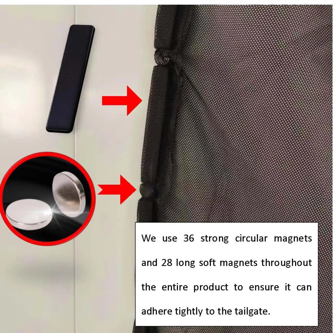 شبكة صندوق السيارة المغناطيسية قابلة للتنفس، مقاومة للبعوض، ستائر شبكية صديقة للبيئة شبكة بعوض لبوابة SUV الخلفية RV صيف - 6