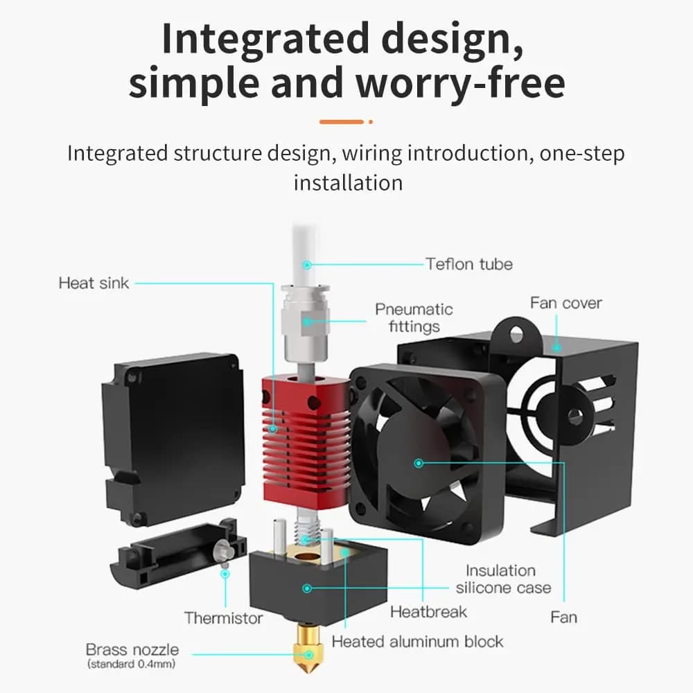 Creality Original Ender 3 Full Assembled Hotend Set,Full Assemble Hotend with Mental Shell for Ender 3 / Ender 3S/ Ender 3 Pro - 4