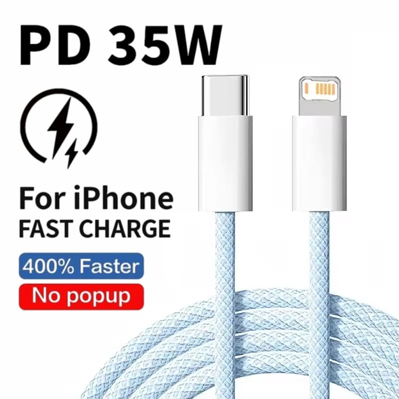 35W Fast Charge PD Cable For iPhone 13 14 Pro Max 11 12 mini X XR XS Max 7 8 Plus Quick Charging USB-C Data Braided Cables 1m 2m - 2